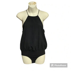 Francesca’s black bodysuit size small NWT halter style 2 button snap closure